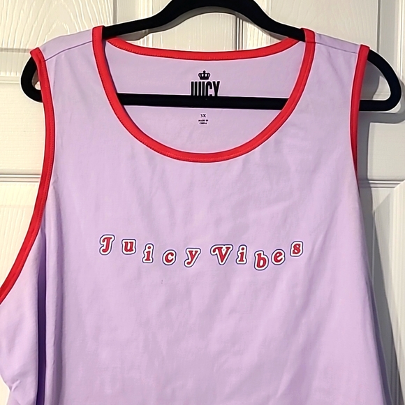 JUICY BY JUICY COUTURE WOMEN'S PLUS SIZE TOP SIZE 3X "JUICY VIBES" PINK/… - Picture 2 of 9